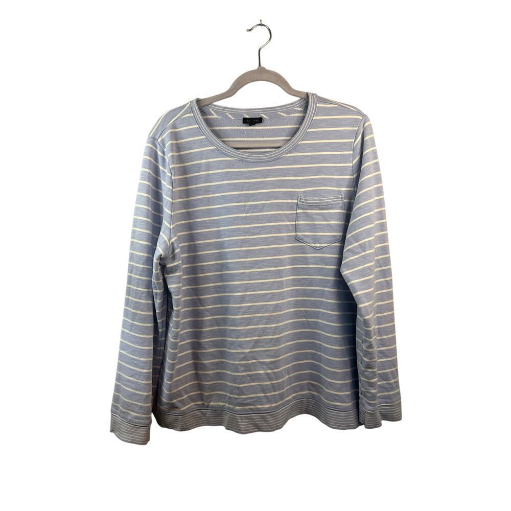 Talbots Womens Blue and White Striped Casual Top Size XL